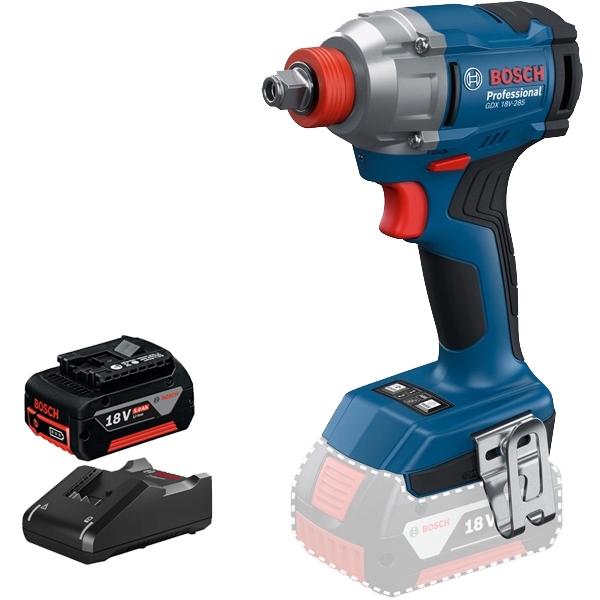 imagine Pachet Bosch - GDX 18V-285 + GBA + GAL 18V-40 - Masina de insurubat cu impact, patrat 1/2 inch si hexagon interior 1/4 inch, 285 Nm, M8-M18 + Set 1 ac