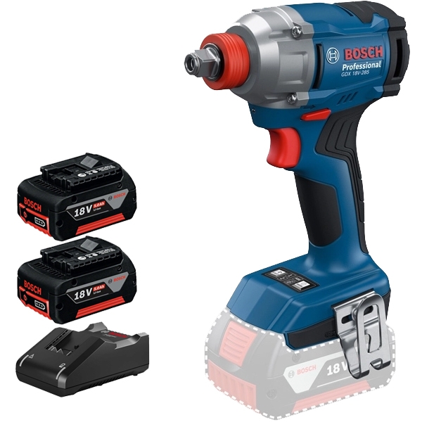 imagine Pachet Bosch - GDX 18V-285 + 2x GBA + GAL 18V-40 - Masina de insurubat cu impact, patrat 1/2 inch si hexagon interior 1/4 inch, 285 Nm, M8-M18 + Set 2