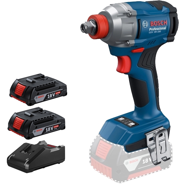 imagine Pachet Bosch - GDX 18V-285 + 2x GBA + GAL 18V-40 - Masina de insurubat cu impact, patrat 1/2 inch si hexagon interior 1/4 inch, 285 Nm, M8-M18 + Set 2
