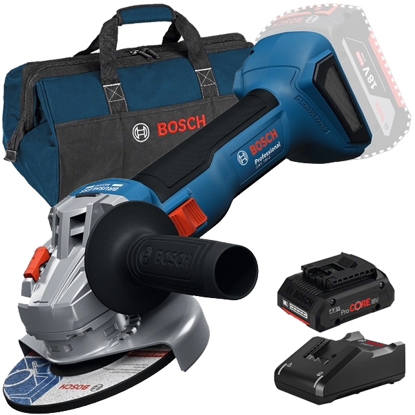 imagine Pachet Bosch - GWS 18V-8 + ProCORE + GAL 18V-40 + 1619BZ0100 - Polizor unghiular, 125 mm + Set 1 acumulator si incarcator, Li-Ion, 18 V, 4 Ah + Geanta
