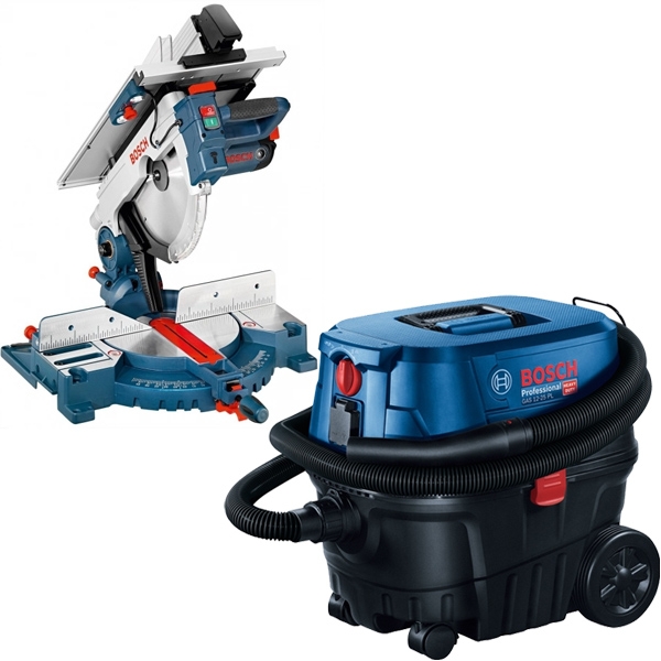 imagine Pachet Bosch - GTM 12 JL + GAS 12-25 PL - Fierastrau circular stationar, 1800 W, 305x30 mm + Aspirator umed-uscat, 1250 W, 200 mbar, 25 l, priza scule