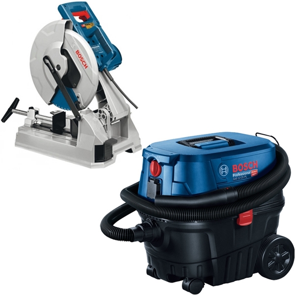 imagine Pachet Bosch - GCD 12 JL + GAS 12-25 PL - Debitator metale stationar, 2000 W, 305x25.4 mm + Aspirator umed-uscat, 1250 W, 200 mbar, 25 l, priza scule 