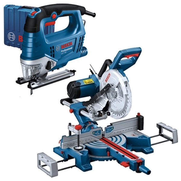 imagine Pachet Bosch - GCM 254 D + GST 750 - Fierastrau circular stationar, 1800 W, 254x30 mm + Fierastrau pendular, 520 W, valiza plastic