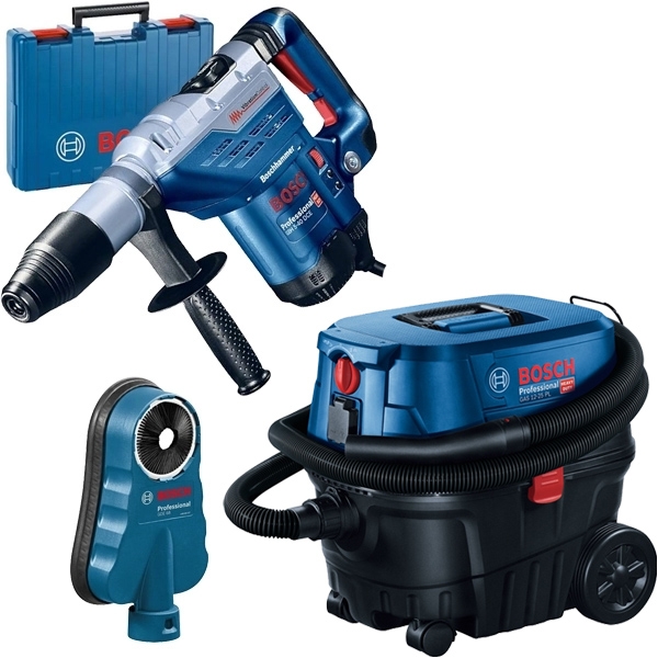imagine Pachet Bosch - GBH 5-40 DCE + GDE 68 + GAS 12-25 PL - Rotopercutor SDS-Max, 1150 W, 8.8 J, valiza plastic + Adaptor aspirare scule electrice, 68 mm + 