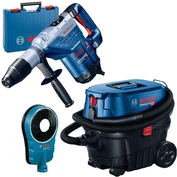 imagine Pachet Bosch - GBH 5-40 DCE + GDE 162 + GAS 12-25 PL - Rotopercutor SDS-Max, 1150 W, 8.8 J, valiza plastic + Adaptor aspirare scule electrice, 162 mm 