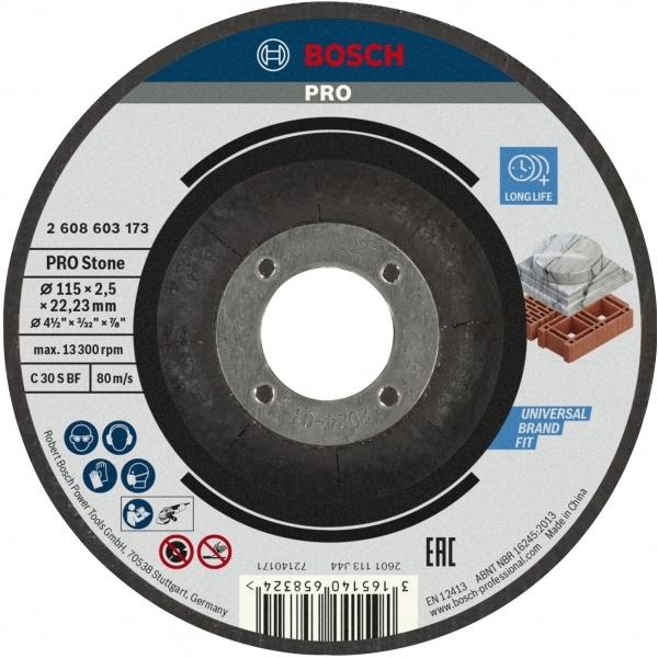 imagine Pachet Bosch - PRO Stone - Disc taiere piatra, 115x22.2x2.5 mm, 10 buc