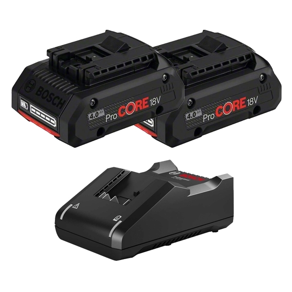 imagine Pachet Bosch - 2x ProCORE + GAL 18V-40 - Set 2 acumulatori si incarcator, Li-Ion, 18 V, 4 Ah