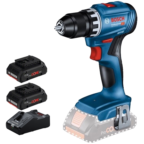 imagine Pachet Bosch - GSR 18V-45 + 2x ProCORE + GAL 18V-160 - Masina de gaurit si insurubat, 45 Nm + Set 2 acumulatori si incarcator, Li-Ion, 18 V, 4 Ah