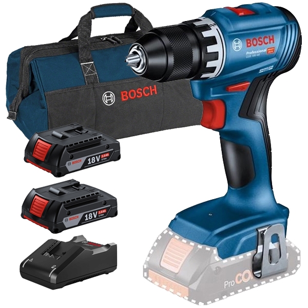 imagine Pachet Bosch - GSR 18V-45 + 2x 1607A350MN + GAL 18V-40 + 1619BZ0100 - Masina de gaurit si insurubat, 45 Nm + Set 2 acumulatori si incarcator, Li-Ion, 