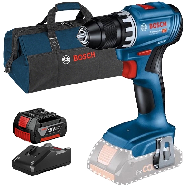 imagine Pachet Bosch - GSR 18V-45 + GBA + GAL 18V-40 + 1619BZ0100 - Masina de gaurit si insurubat, 45 Nm + Set 1 acumulator si incarcator, Li-Ion, 18 V, 3 Ah 