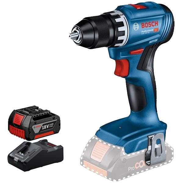 imagine Pachet Bosch - GSR 18V-45 + GBA + GAL 18V-160 - Masina de gaurit si insurubat, 45 Nm + Set 1 acumulator si incarcator, Li-Ion, 18 V, 3 Ah