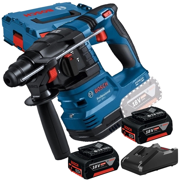 imagine Pachet Bosch - GBH 18V-22 + 2x GBA + GAL 18V-40 - Rotopercutor SDS-Plus, 1.9 J, valiza speciala + Set 2 acumulatori si incarcator, Li-Ion, 18 V, 5 Ah