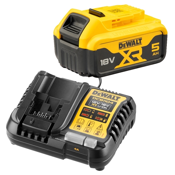 imagine Pachet DeWalt - DCB184 XR + DCB1104 - Set 1 acumulator si incarcator, Li-Ion, 18 V, 5 Ah