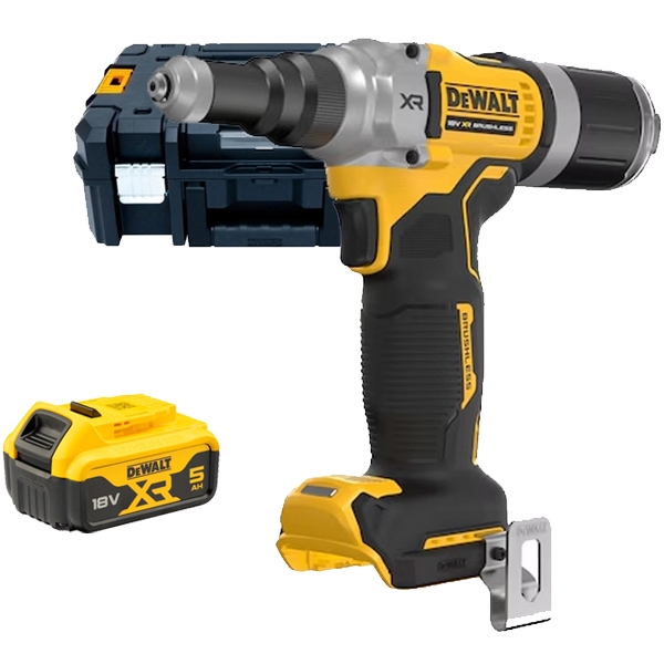 imagine Pachet DeWalt - DCF414NT + DCB184 XR - Masina pentru nituri, 20000 N + Acumulator, Li-Ion, 18 V, 5 Ah