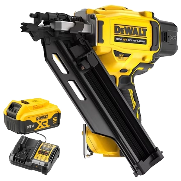 imagine Pachet DeWalt - DCN930N + DCB184 XR + DCB1104 - Pistol de batut cuie, cuie pentru lemn + Set 1 acumulator si incarcator, Li-Ion, 18 V, 5 Ah