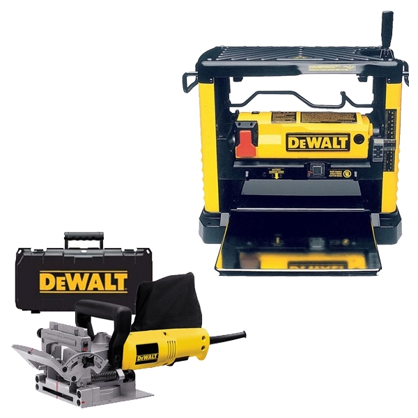 imagine Pachet DeWalt - DW733 + DW682K - Masina de rindeluit si degrosat, 1800 W, 317 mm + Freza nuturi, 600 W, 20 mm, valiza plastic
