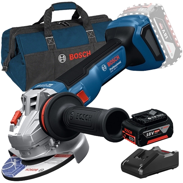 imagine Pachet Bosch - GWS 18V-8 + GBA + GAL 18V-40 + 1619BZ0100 - Polizor unghiular, 125 mm + Set 1 acumulator si incarcator, Li-Ion, 18 V, 5 Ah + Geanta tex