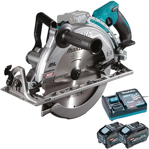 imagine Makita - RS002GZ + PSK XGT - Fierastrau circular, 260 mm + Set 2 acumulatori si incarcator, Li-Ion, 40 V, 5 Ah