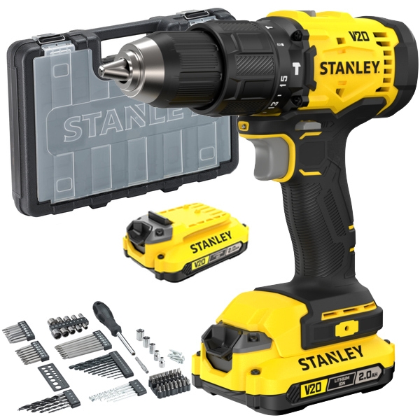 imagine Stanley - SFMCD712D2A - Masina de gaurit si insurubat cu percutie cu 2 acumulatori si incarcator, Li-Ion, 18 V, 2 Ah, 55 Nm, led iluminare, valiza pla