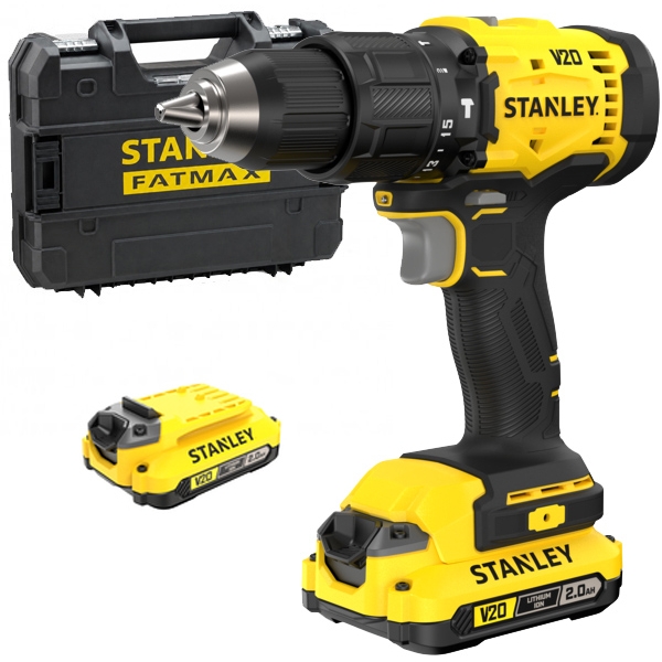 imagine Stanley - SFMCD712D2T - Masina de gaurit si insurubat cu percutie cu 2 acumulatori si incarcator, Li-Ion, 18 V, 2 Ah, 55 Nm, led iluminare, valiza spe