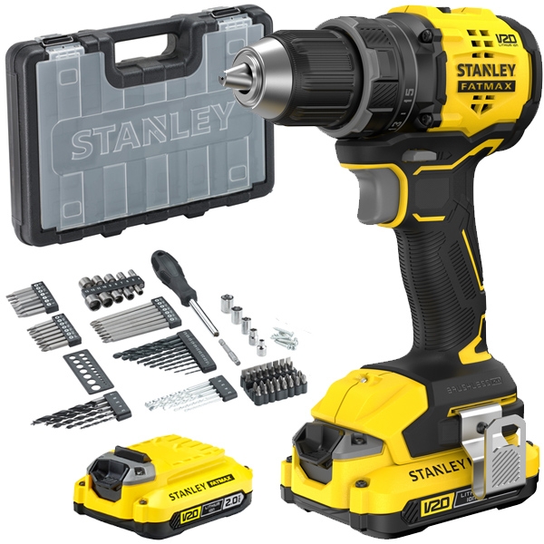 imagine Stanley - SFMCD714D2A - Masina de gaurit si insurubat cu 2 acumulatori, Li-Ion, 18 V, 2 Ah, 65 Nm, valiza plastic, accesorii