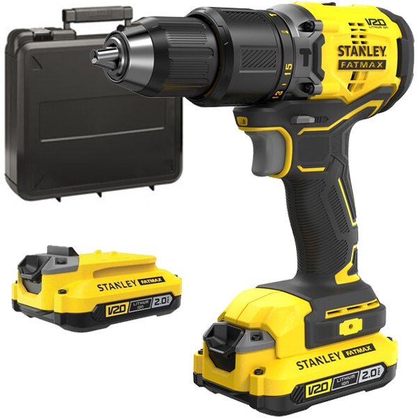 imagine Stanley - SFMCD715D2K - Masina de gaurit si insurubat cu percutie cu 2 acumulatori, Li-Ion, 18 V, 2 Ah, 60 Nm, motor fara perii, led iluminare, valiza