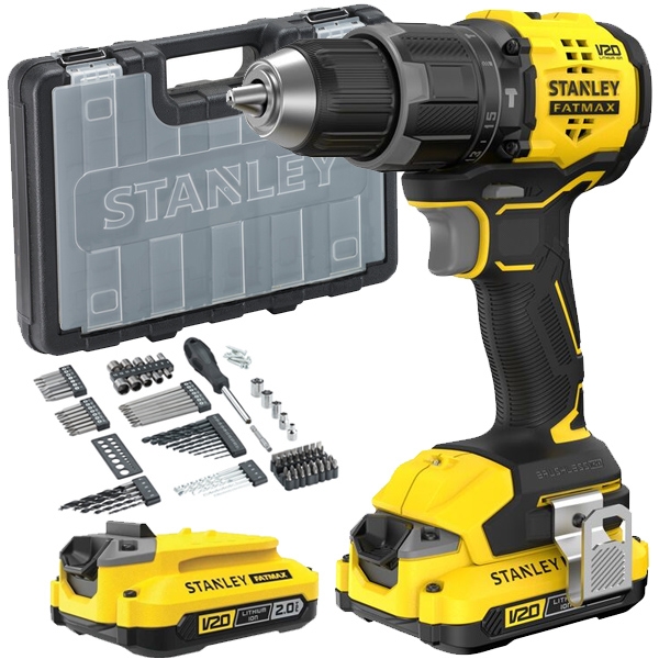 imagine Stanley - SFMCD716D2A - Masina de gaurit si insurubat cu percutie cu 2 acumulatori, Li-Ion, 18 V, 2 Ah, 65 Nm, motor fara perii, led iluminare, valiza