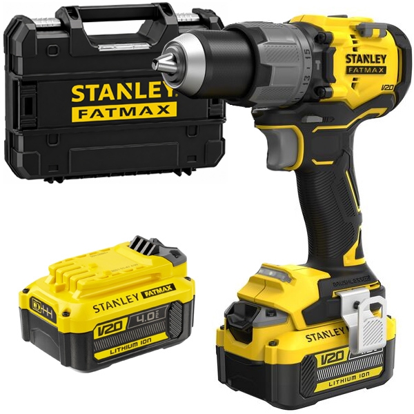 imagine Stanley - SFMCD726M2T - Masina de gaurit si insurubat cu percutie cu 2 acumulatori, Li-Ion, 18 V, 4 Ah, 80 Nm, motor fara perii, led iluminare, valiza