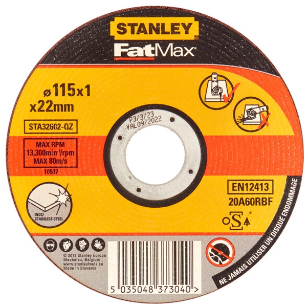Stanley - FATMAX - Disc taiere inox, 115x22.2x1 mm, 1 buc Stanley - FATMAX - Disc taiere inox, 115x22.2x1 mm, 1 buc