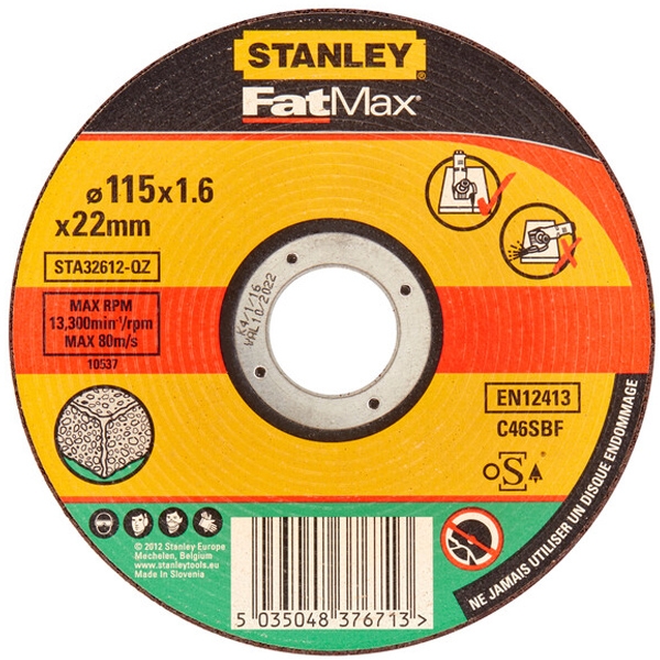 Stanley - FATMAX - Disc taiere piatra, 115x22.2x1.6 mm, 1 buc Stanley - FATMAX - Disc taiere piatra, 115x22.2x1.6 mm, 1 buc