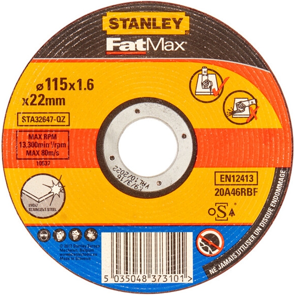 Stanley - FATMAX - Disc taiere inox, 115x22.2x1.6 mm, 1 buc Stanley - FATMAX - Disc taiere inox, 115x22.2x1.6 mm, 1 buc