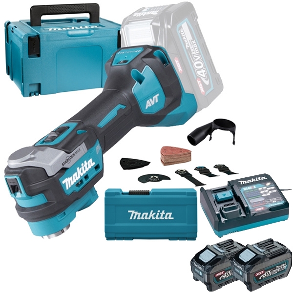 imagine Makita - TM001GZ03 + PSK XGT - Multicutter, valiza speciala, accesorii + Set 2 acumulatori si incarcator, Li-Ion, 40 V, 5 Ah