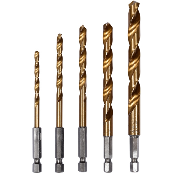 imagine Yato - YT-44700 - Set burghie metal, HSS-TIN, 4-10  mm, tija hexagonala, 5  bucati