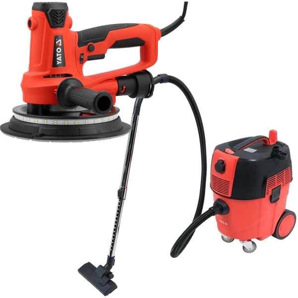 imagine Yato - YT-82342 + YT-85716 - Slefuitor pentru pereti, 900 W, 180 mm + Aspirator particule uscate, 1600 W, 200 mbar, 30 l