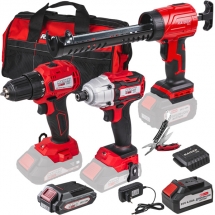 Raider  RDP-YCG20 + RDP-BCHID20 + RDP-BCD20 - Pistol silicon, 1200 N, 310 ml + Masina de insurubat cu impact, 180 Nm + Masina de g