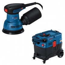 Bosch  GEX 125 + GAS 400 A - Slefuitor cu excentric, 290 W, 125 mm + Aspirator umed-uscat, 1200 W, 240 mbar, 40 l, priza scule ele