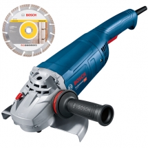 Bosch - GWS 22-230 J - Polizor unghiular cu fir, 2200 W, 230 mm, maner antivibratii, pornire lina, accesorii