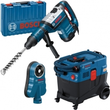 Bosch  GBH 8-45 DV + GDE 68 + GAS 400 A - Rotopercutor SDS-Max, 1500 W, 12.5 J, valiza plastic + Adaptor aspirare, 68 mm + Aspirat