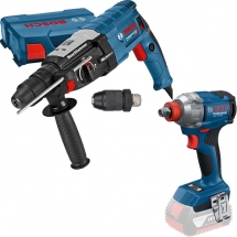 Pachet Bosch   Scule Constructii - Rotopercutor SDS-Plus, 880 W, 3.2 J, mandrina interschimbabila, valiza plastic + Masina de insu