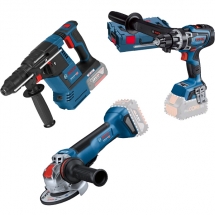 Bosch  GBH 18V-26 + GWX 18V-10 P X-LOCK + GSR 18V-150 C - Rotopercutor SDS-Plus, 2.6 J + Polizor unghiular, 125 mm + Masina de gau