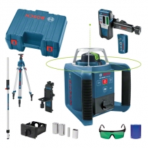 Bosch  GRL 300 HVG - Nivela laser rotativa, 100 m, 0.1 mm/m, 600 rot/min, receptor, trepied, mira, proiectie verticala, valiza pla