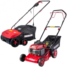 Raider  RD-GLM07 + RD-ESC01 - Masina de tuns iarba pe benzina, Raider, 2.4 CP, 41 cm, 1200 m2, autopropulsie + Scarificator gazon,