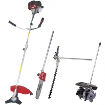 Raider  RD-GBC10 + 110216 + 110272 + 110288 - Motocoasa pe benzina, 2 CP, 255 mm, 42.7 cm3, cutit metalic cu 3 dinti + Cap drujba 
