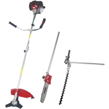 Raider  RD-GBC10 + 110216 + 110272 - Motocoasa pe benzina, 2 CP, 255 mm, 42.7 cm3, cutit metalic cu 3 dinti + Cap drujba prelungit