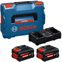 Bosch  EXPERT 2x EXBA18V-80 + EXAL18V2-320 - Set 2 acumulatori si incarcator, Li-Ion, 18 V, 8 Ah, incarcare rapida, valiza special
