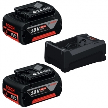 Bosch - PRO GBA 18V 5 Ah Set - Set 2 acumulatori si incarcator, Li-Ion, 18 V, 5 Ah, incarcare rapida