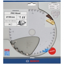 Bosch  PRO Wood - Panza fierastrau circular, lemn, 190x30x2.6 mm, 24 dinti + 2 x Panza fierastrau circular, lemn, 190x30x2.6 mm, 4