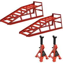 Yato  2x YT-55670 + YT-17310 - Set 2 rampe auto mobile, 1000 kg + 2 suporturi auto, 2000  kg, 415 mm