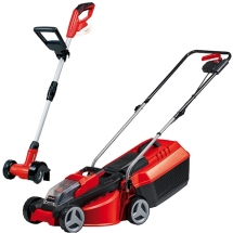 Einhell - GE-CM 18/30 Li + GE-CC 18 Li PXC - Masina de tuns iarba, 30 cm, 25 l + Aparat de curatat rosturi si pavaje, 100 mm