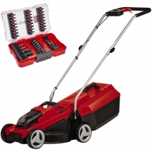 Einhell - GE-CM 18/32 Li PXC + M-CASE - Masina de tuns iarba fara acumulatori si incarcator, Li-Ion, 18 V, - Ah, 32 cm, 25 l + Set capete de insurubare si chei tubulare, mixte, 39 bucati
